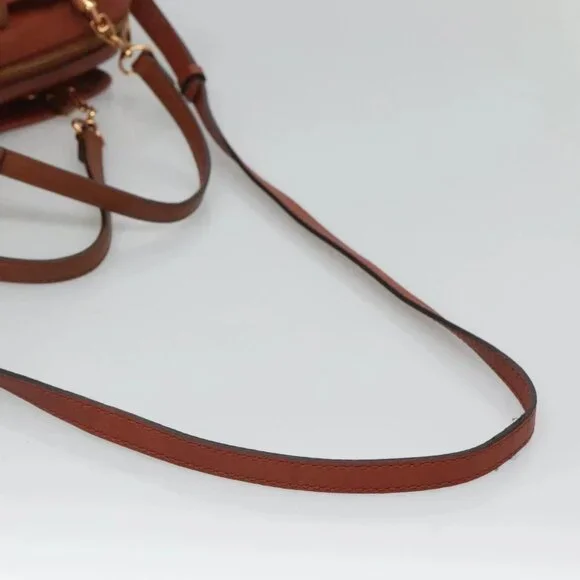 Chloe Elsie Hand Bag Leather 2way Brown Gold Auth